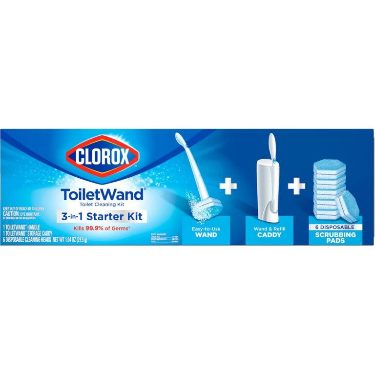 Clorox ToiletWand Disposable Toilet Cleaning System - ToiletWand, Storage Caddy and 6 Disinfecting ToiletWand Refill Heads (Packaging May Vary) (03191)