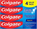 Colgate Cavity Protection Whitening Fluoride Toothpaste - Fresh Mint Taste - Strengthens Protects and Whitens Teeth - 4 Pack Bundle, 120mL