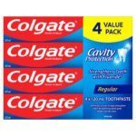 Colgate Cavity Protection Whitening Fluoride Toothpaste - Fresh Mint Taste - Strengthens Protects and Whitens Teeth - 4 Pack Bundle, 120mL