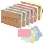 Colored Index Cards 3x5 Inch 600 PCS Multiplication Flash Cards for Studying with Ring Recipe Card Lined Note Card Flashcards for Study School College Supplies Back to School...
