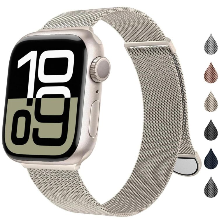Compatible with Apple Watch Band 46mm 38mm 40mm 41mm 42mm 44mm 45mm 49mm Women Men, Adjustable Stainless Steel Strap Strong Magnetic Bracelet for iWatch Bands Series 11 10 9 8 7...
