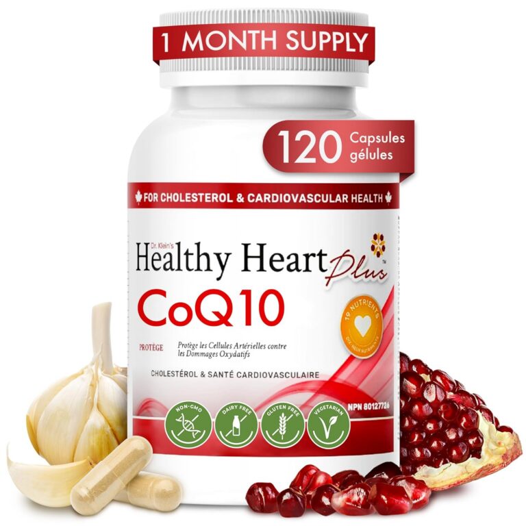 CoQ10 Cardiovascular Supplement – Coenzyme Q10, Nattokinase, Pomegranate, Garlic & Lysine for Blood Cholesterol, Circulation & Heart Health, Supplement for Men & Women, 120...