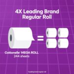 Cottonelle Toilet Paper, 12 Mega Rolls = 48 Regular Rolls, Ultra Comfort, Soft Bathroom Tissue, 244 Sheets per Roll, Packaging May Vary