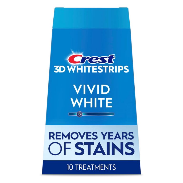 Crest 3D Whitestrips Vivid White At-home Teeth Whitening Kit, 10 Treatments, 6 Levels Whiter