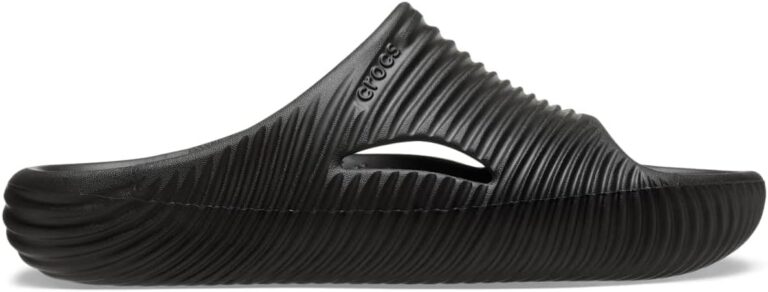 Crocs Unisex-Adult Mellow Recovery Slides, Black/Wave Texture, 8 Women/6 Men