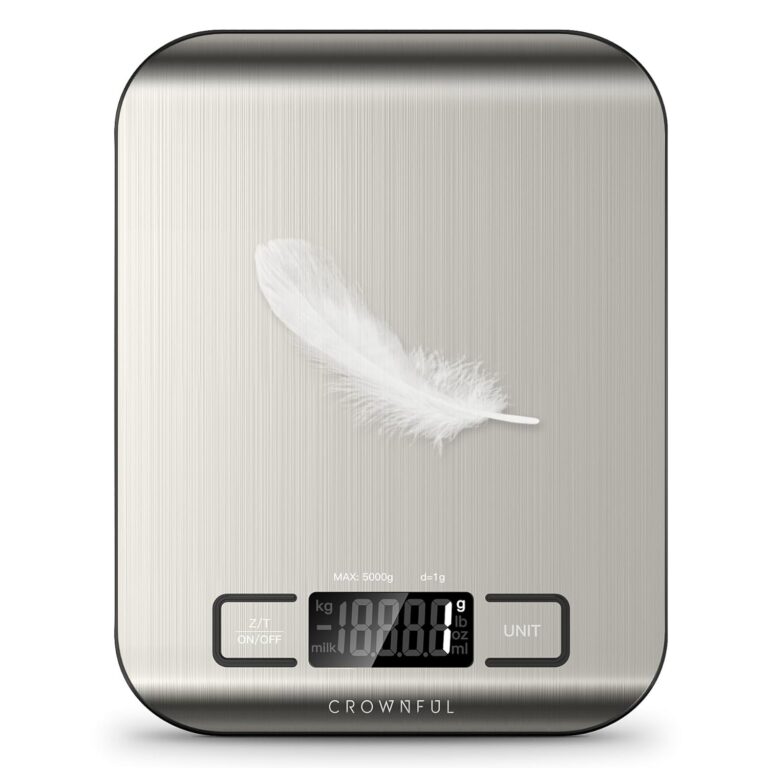 CROWNFUL Food Scale, 11lb Digital Kitchen Scales Weight Ounces and Grams for Cooking and Baking, 6 Units with Tare Function (Battery Included)