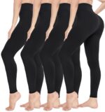 CTHH 4 Pack Leggings for Women - High Waisted No See Through Tummy Control Yoga Pants Workout Gym Tights