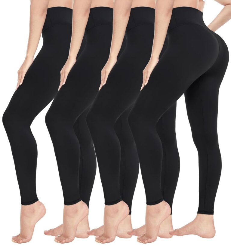 CTHH 4 Pack Leggings for Women - High Waisted No See Through Tummy Control Yoga Pants Workout Gym Tights