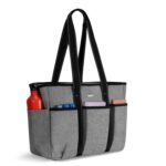 Damero Teacher Bag with Felt Insert Organizer, Teacher Utility Tote Bag with Padded Sleeve for up to 15.6'' Laptop for School, Gray