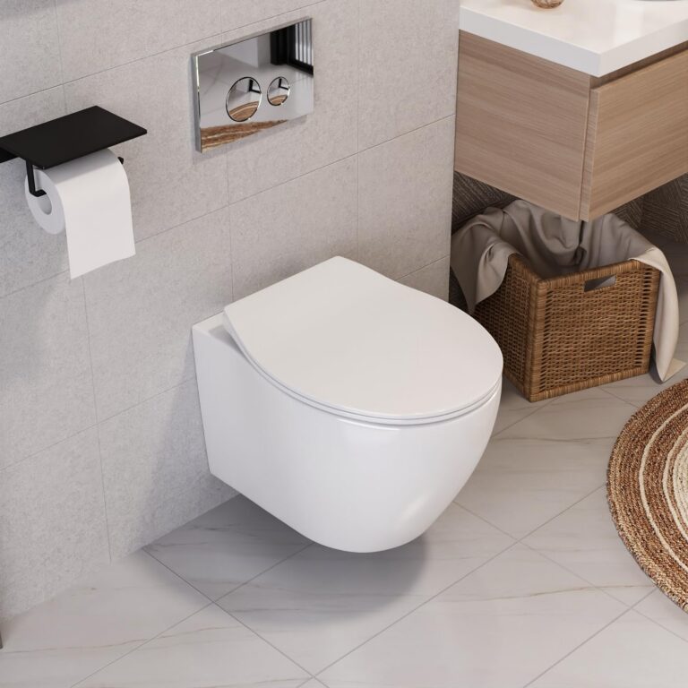 DeerValley Wall Hung Toilet Combo, Compact Toilet,Concealed in Wall Tank System, 1.1/1.6 GPF Dual Flush, Soft-Close Seat, White | Space-Saving Design (2 Separate Packages)