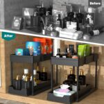 DEKAVA Under Sink Organizer 2 Pack, Bathroom Organizers, 2 Tier Sliding Cabinet Basket Organizer Drawer, Multi-Purpose Bath Collection Baskets for Bathroom (Black)