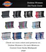 Dickies womens Dri-tech Moisture Control Crew Socks MultipackSocks