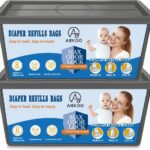 Disposable Diaper Pail Refill Bags,Compatible with Diaper Genie Signature & Platinum System,2 * 30 Bags, Max Oder Lock(Blue, 2 Pack)