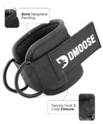 DMoose Ankle Strap for Cable Machine - One Size Fit with Premium Padding, Workout Kickback Ankle Cuffs, Ankle Bands for Working Out, Booty Workouts, Leg Extension, Hip Abductors...