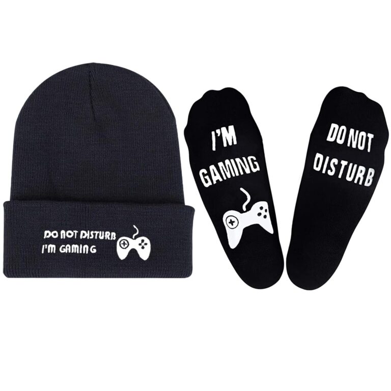 Do Not Disturb I'm Gaming Socks & Hat, Christmas Gamer Gifts Stocking Stuffers Novelty Socks for Men Women