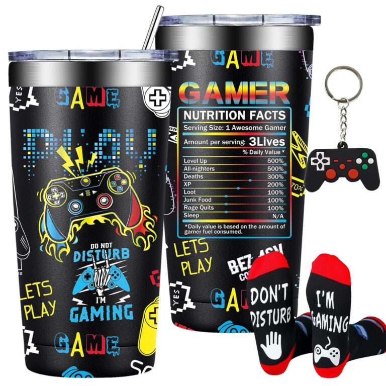 DOEARTE Gamer Gifts - Gifts for Gamers Men - Gaming Gift for Man, Teenage, Teen Boys, Boyfriend - Birthday Christmas Gift Set for Gamers - 20oz Tumbler