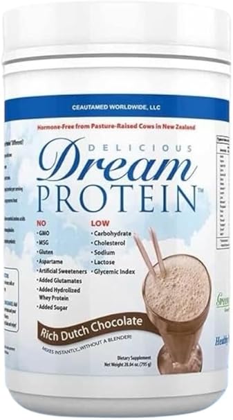 Dream Protein Whey Protein Powder by Greens First, 30 Servings – 20 g Protein – Low Carb Powder – Hormone-Free, Non-GMO, No Artificial Sweeteners, No MSG, No Aspartame, No Added...