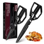 Dream Reach Kitchen Scissors Set Black - Upgraded Stainless Steel Kitchen Shear, Sharp Meat Scissors, Heavy Duty Poultry Shears, Japanese Cooking Scissor for Food, Chicken...
