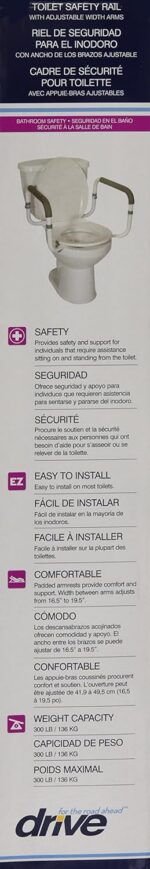 Drive Medical RTL12087 Bathroom Grab Bar for Toilets, White