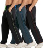 DWUGD'L 3Pack Men's Lightweight Sweatpants with Pockets Open Bottom Athletic Pants for Workout,Jogging,Gym,Running,Training