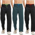 DWUGD'L 3Pack Men's Lightweight Sweatpants with Pockets Open Bottom Athletic Pants for Workout,Jogging,Gym,Running,Training