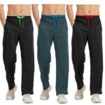DWUGD'L 3Pack Men's Lightweight Sweatpants with Pockets Open Bottom Athletic Pants for Workout,Jogging,Gym,Running,Training