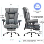 Efomao Big Tall Ergonomic Office Chair 450LBS with Foot Rest, High Back PU Leather Executive Chair with Adjustable Padded Armrests, Lumbar Support for Home or Work, Heavy Duty...