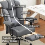 Efomao Big Tall Ergonomic Office Chair 450LBS with Foot Rest, High Back PU Leather Executive Chair with Adjustable Padded Armrests, Lumbar Support for Home or Work, Heavy Duty...