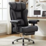 Efomao Big Tall Ergonomic Office Chair 450LBS with Foot Rest, High Back PU Leather Executive Chair with Adjustable Padded Armrests, Lumbar Support for Home or Work, Heavy Duty...