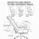 Efomao Big Tall Ergonomic Office Chair 450LBS with Foot Rest, High Back PU Leather Executive Chair with Adjustable Padded Armrests, Lumbar Support for Home or Work, Heavy Duty...