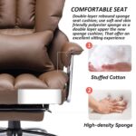 Efomao Desk Office Chair 400LBS, Big High Back PU Leather Computer Chair, Executive Office Chair with Leg Rest and Lumbar Support, Brown Office Chair