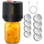 Electric Mason Jar Vacuum Sealer, Cordless Vacuum Sealer Kit for Wide-Mouth & Regular-Mouth Mason Jars, for Food Storage and Fermentation, Black