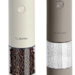 Electric Salt and Pepper Grinder Set, USB Rechargeable, Automatic Salt and Pepper Mill Grinder with Adjustable Coarseness, Electric Salt Shakers, LED Light, Refillable (2 Packs,...