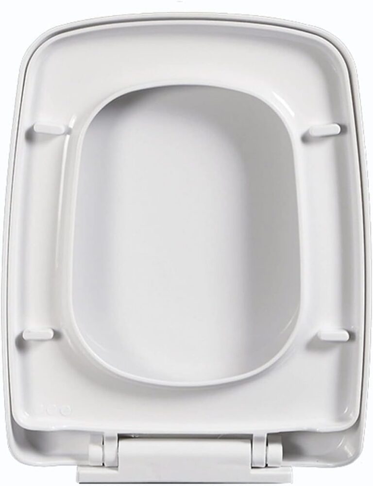 Elongated Square Toilet Seat with Adjustable Hinge Toilet Seats Soft Close, White Lid Quick Release Heavy Duty Easy to Clean Bathroom Lid