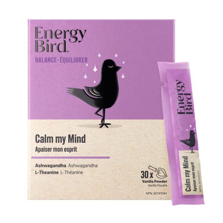 Energy Bird: Calm My Mind Supplements | L-theanine & Ashwagandha | Stress Relief & Brain Health | Vanilla | 30 sachets