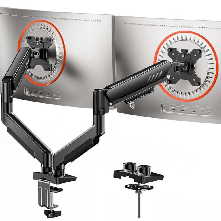 ErGear Dual Monitor Arm, Fully Adjustable Gaming Monitor Mount for 13–32″ Screens, Fast Install Computer Monitor Stand with Tool-Free VESA Mount, Max Load 19.8 lbs, Max VESA
