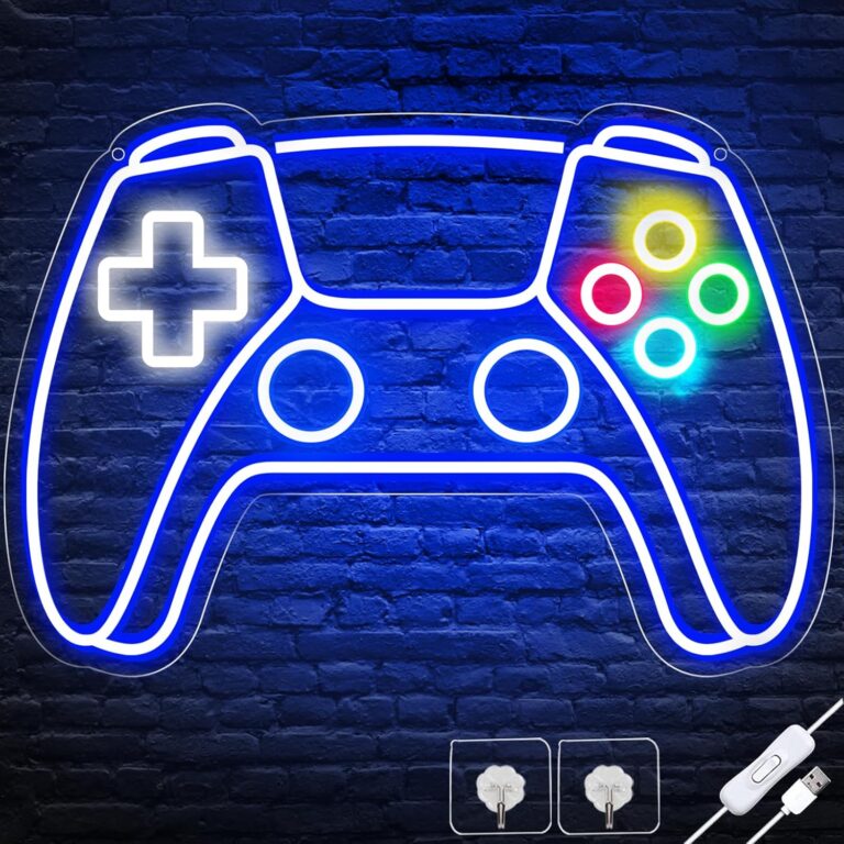 Ethereal Lomoer Gamer Neon Sign, Gamepad Shaped LED Sign for Room Decor, Gaming Boys Wall USB Powered Gifts Teens, Boys, Kids Blue