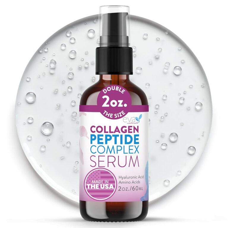 Eva Naturals Peptide Serum for Face – Collagen Boosting Anti-Aging Facial Serum for Wrinkles, Fine Lines & Microneedling – Skin Firming, Smoothing & Hydrating Peptides Booster