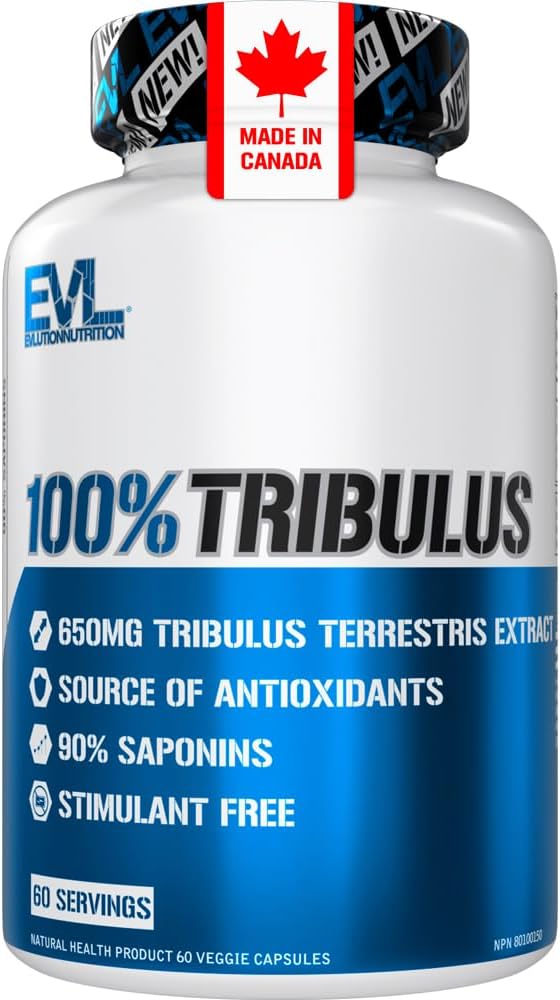 Evlution Nutrition Tribulus Terrestris for Men - Maximum Potency 90% Saponins Pure Tribulus - Stimulant Free Supplement for Men - Vegan & Gluten Free - 60 Servings