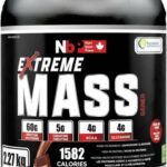 Extreme Mass gainer muscle builder, 5 lbs (2.27 kg) low sugar high calories for intense workouts (Chocolate)