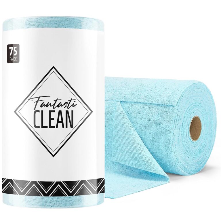 Fantasticlean Microfiber Cleaning Cloth Roll -75 Sheets, Tear Away Microfiber Towels, 30x30cm, Reusable, Washable, Scratch Free, Ultra Absorbent Dish Rags for Car, Home, Garage...