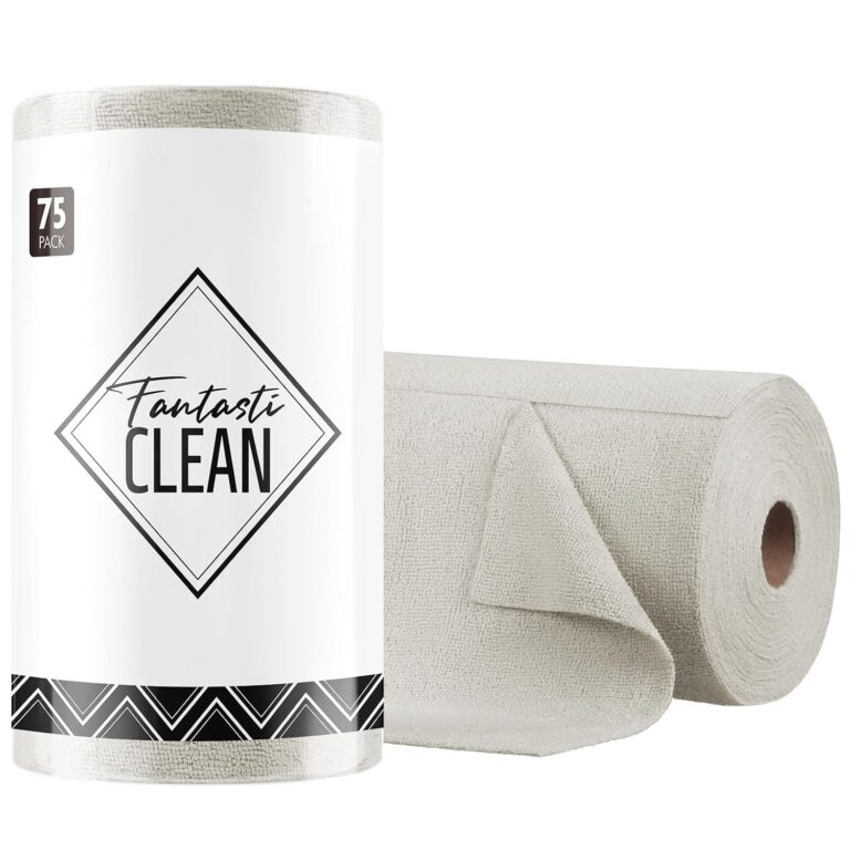 Fantasticlean Microfiber Cleaning Cloth Roll -75 Sheets, Tear Away Microfiber Towels, 30x30cm, Reusable, Washable, Scratch Free, Ultra Absorbent Dish Rags for Car, Home, Garage...