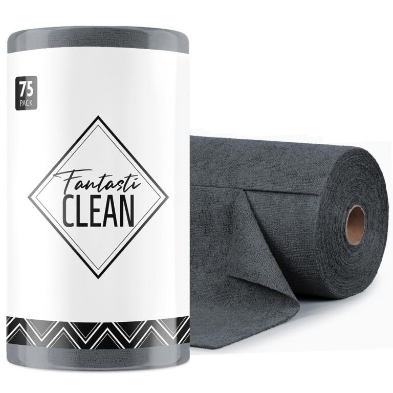 Fantasticlean Microfiber Cleaning Cloth Roll -75 Sheets, Tear Away Microfiber Towels, 30x30cm, Reusable, Washable, Scratch Free, Ultra Absorbent Dish Rags for Car, Home, Garage...