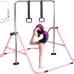FBSPORT Folding Gymnastic Training Kip Bar with Rings,Expandable Gymnastics Bars Horizontal Bars Adjustable Height Fitness Equipment for...