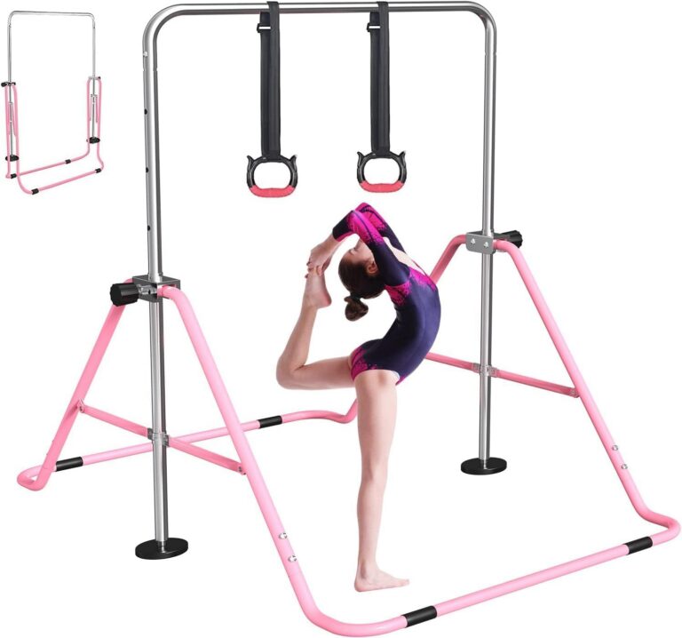 FBSPORT Folding Gymnastic Training Kip Bar with Rings,Expandable Gymnastics Bars Horizontal Bars Adjustable Height Fitness Equipment for...
