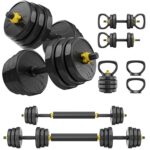 FEIERDUN Adjustable Dumbbells, 48lbs/60lbs/88lbs Dumbbell Set, 5 in 1 Free Weight Set Used as Barbell, Kettlebells, Push up Stand, Weights for Home Gym Suitable Men/Women