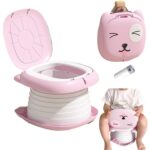 FFXQCTFF Travel Potty Seat for Toddlers, Portable Toilet for Kids With Storage Bag, Easy to Clean Potty Training Seat, Mobile Toilet for Car, Camping, and Urgent Situations (Pink)