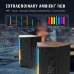 FIFINE Computer Speakers, Desktop PC Speakers with Volume Control, RGB Gaming Loudspeakers Wired with 3.5mm Aux Audio Cable for Laptop Monitor Phone Tablet-AmpliGame A20