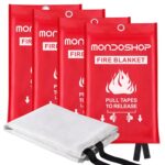 Fire Blanket for Home Kitchen Emergency - Mondoshop Fire Suppression Blanket Fireproof Blanket Fire Retardant Blankets for Car, Fireplace, Camping, Picnic, Grill (4)