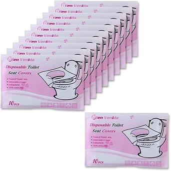 Flushable Paper Toilet Seat Covers, 11 Packs 110 Pieces, for Adults and Kids Potty Training, 100% Biodegradable - Travel Accessories for Public Restrooms, Airplane, Camping